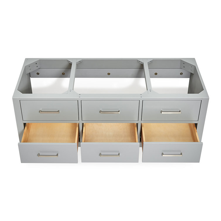 54" Gray Solid Hardwood Wall-Mounted Single Vanity Base
