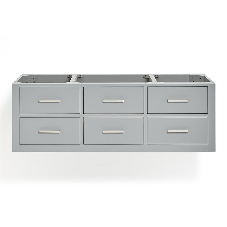 54" Gray Solid Hardwood Wall-Mounted Single Vanity Base