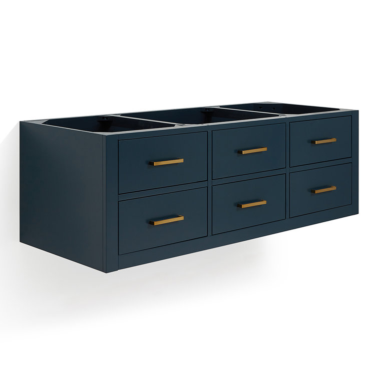 Midnight Blue 54'' Single Wall-Mount Vanity with Gold Handles