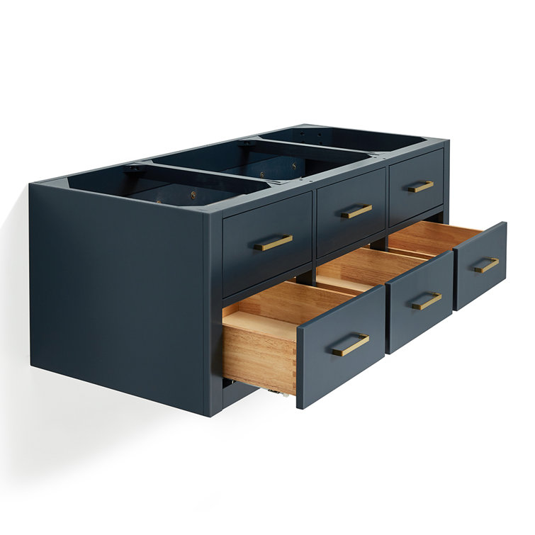 Midnight Blue 54'' Single Wall-Mount Vanity with Gold Handles