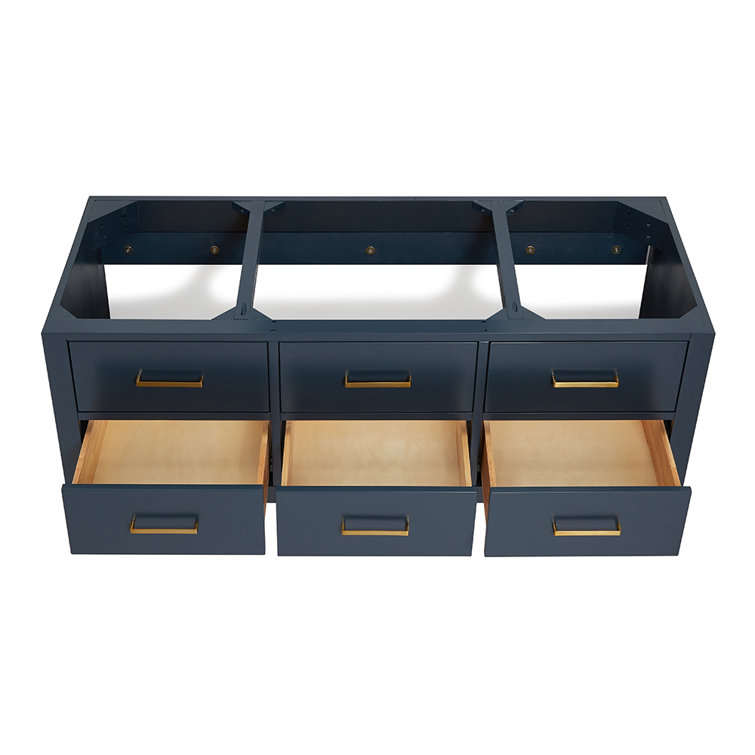 Midnight Blue 54'' Single Wall-Mount Vanity with Gold Handles