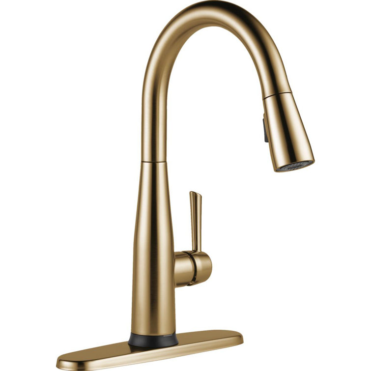 Champagne Bronze Single Handle Pull-Down Kitchen Faucet with Touch2O Technology