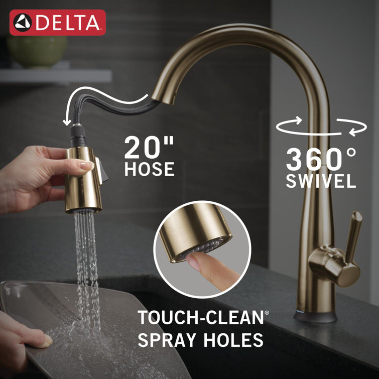 Champagne Bronze Single Handle Pull-Down Kitchen Faucet with Touch2O Technology