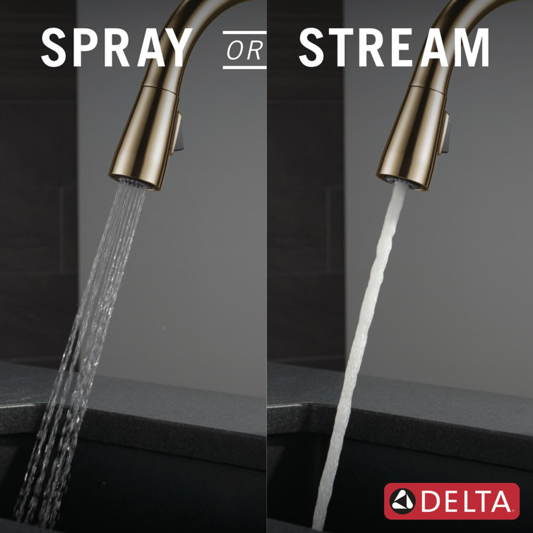 Champagne Bronze Single Handle Pull-Down Kitchen Faucet with Touch2O Technology