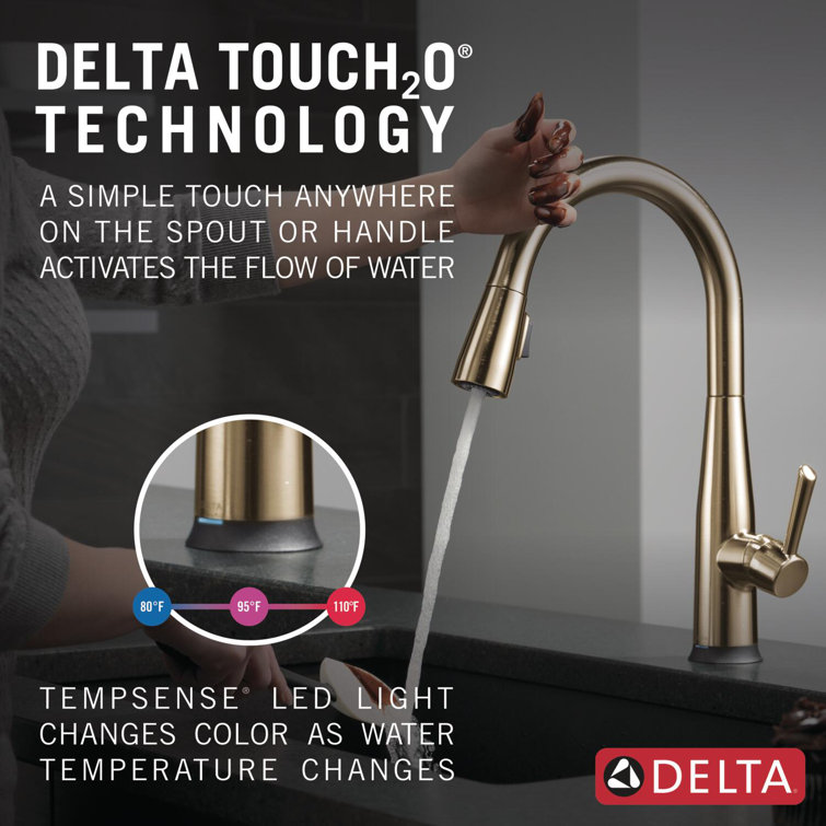 Champagne Bronze Single Handle Pull-Down Kitchen Faucet with Touch2O Technology