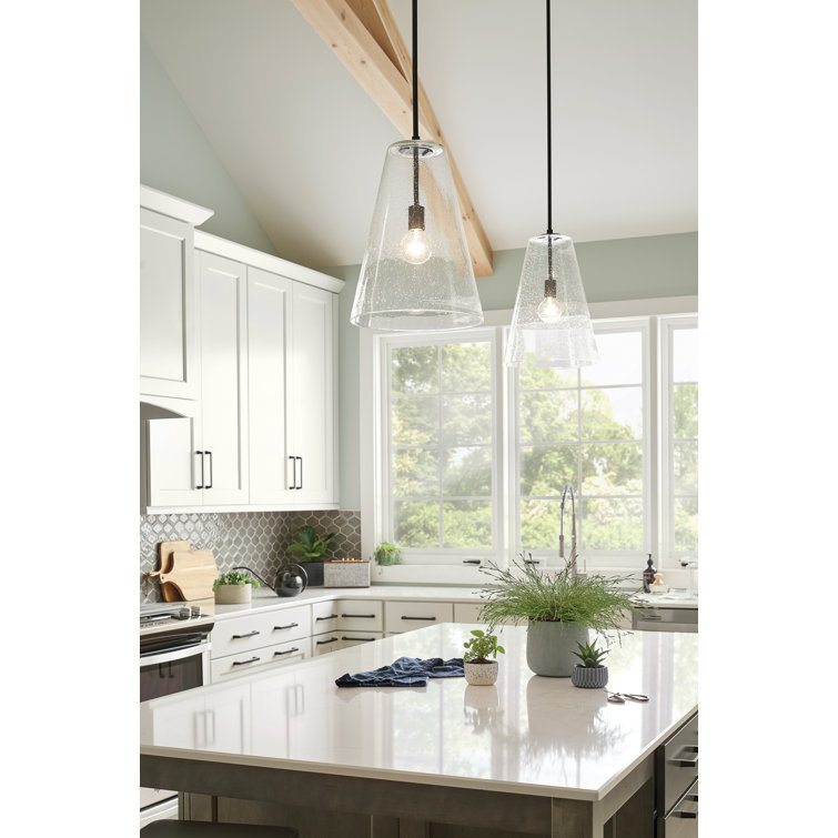 Polished Nickel Glass LED Single Pendant Light