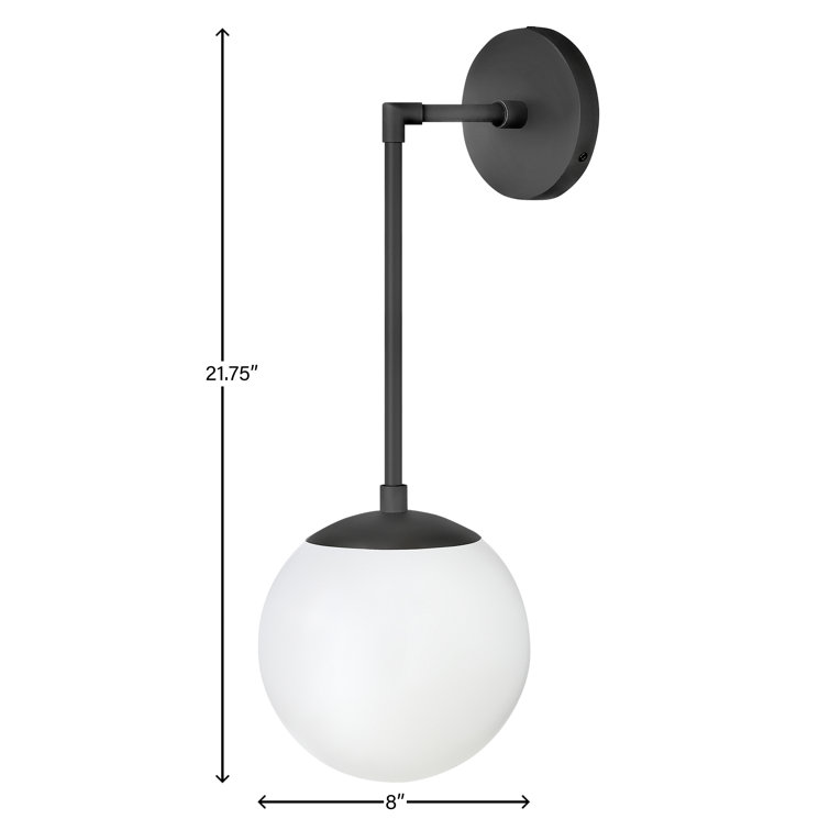 Warby Black Steel and Etched Opal Glass Dimmable Sconce