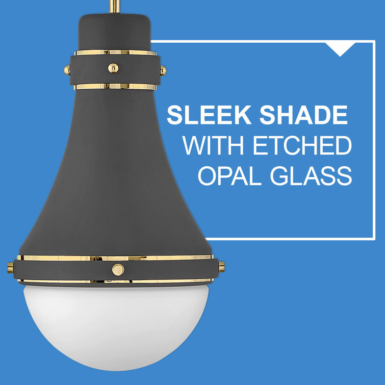 Oliver Dark Matte Grey and Brass Teardrop Pendant Light