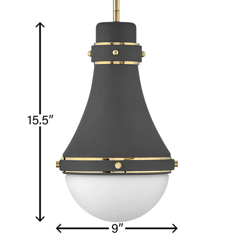 Oliver Dark Matte Grey and Brass Teardrop Pendant Light