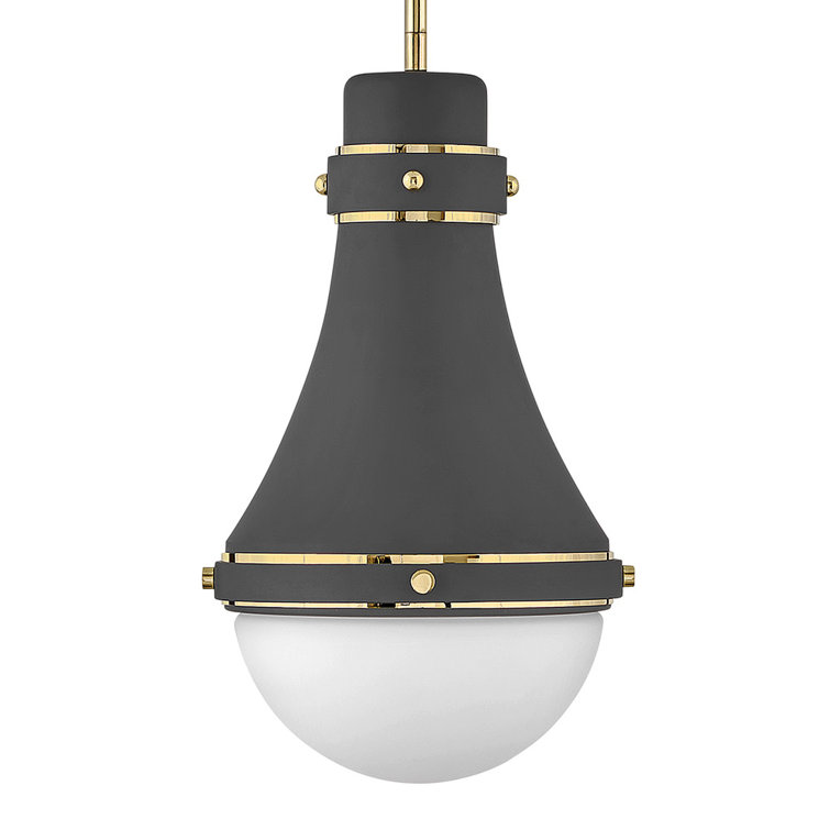 Oliver Dark Matte Grey and Brass Teardrop Pendant Light