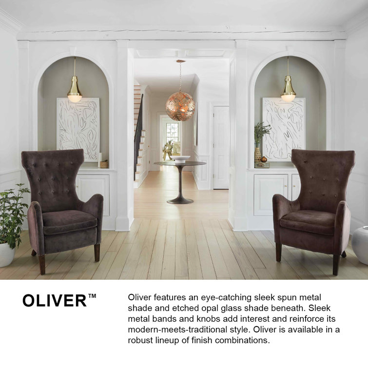 Oliver Transitional Black and Heritage Brass LED Pendant Light