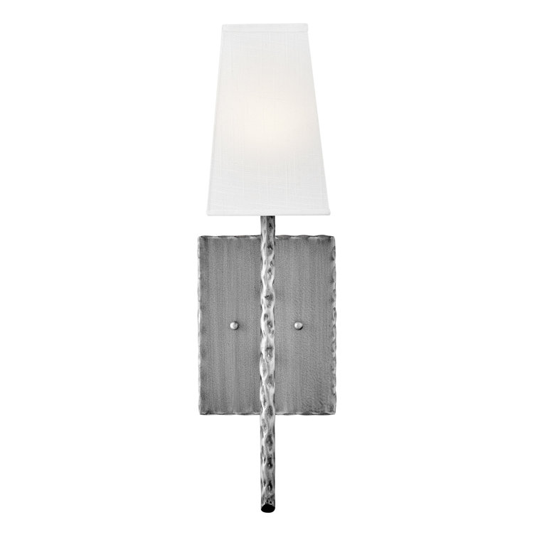 Burnished Nickel Wall Sconce with Off-White Shade