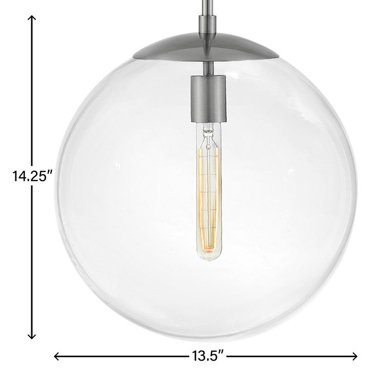 Polished Antique Nickel Globe Pendant with Clear Glass Shade