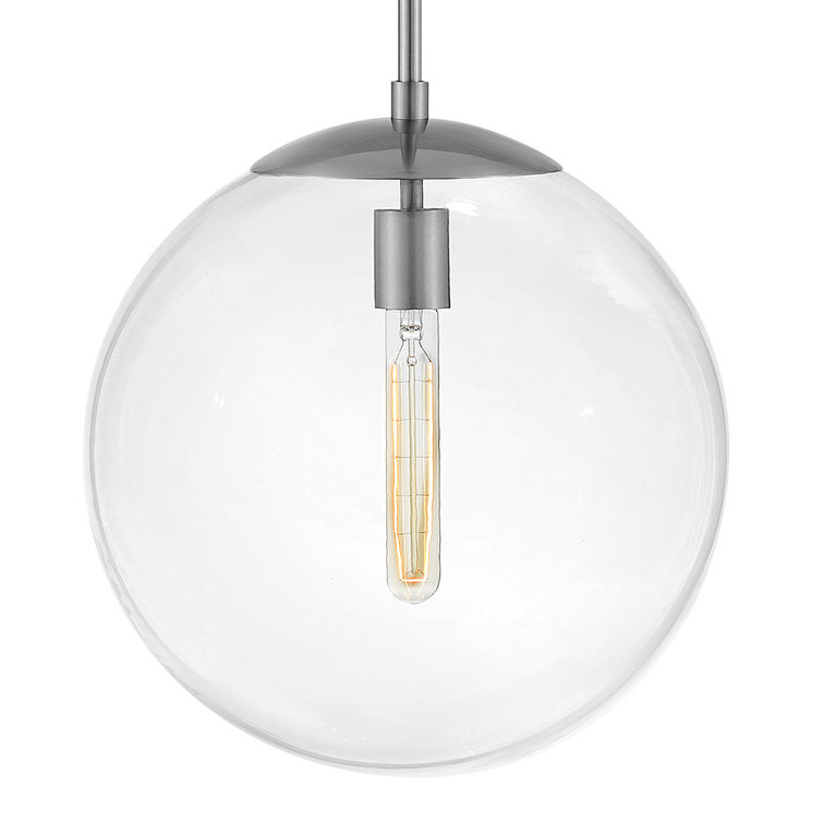 Polished Antique Nickel Globe Pendant with Clear Glass Shade