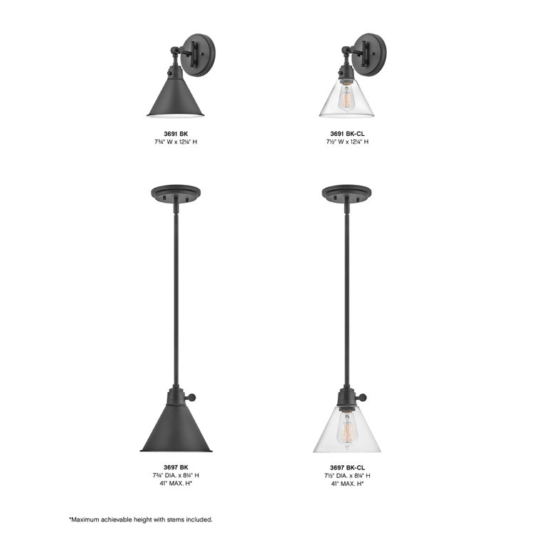 Arti 41" Transitional Black LED Pendant with Clear Glass Shade