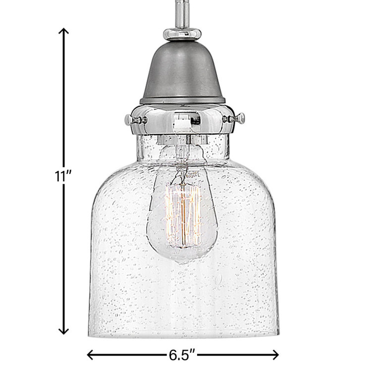 Mini English Nickel Glass Pendant Light with Clear Seedy Shade
