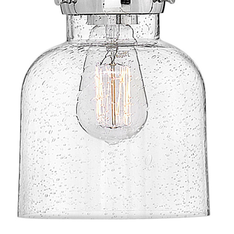 Mini English Nickel Glass Pendant Light with Clear Seedy Shade