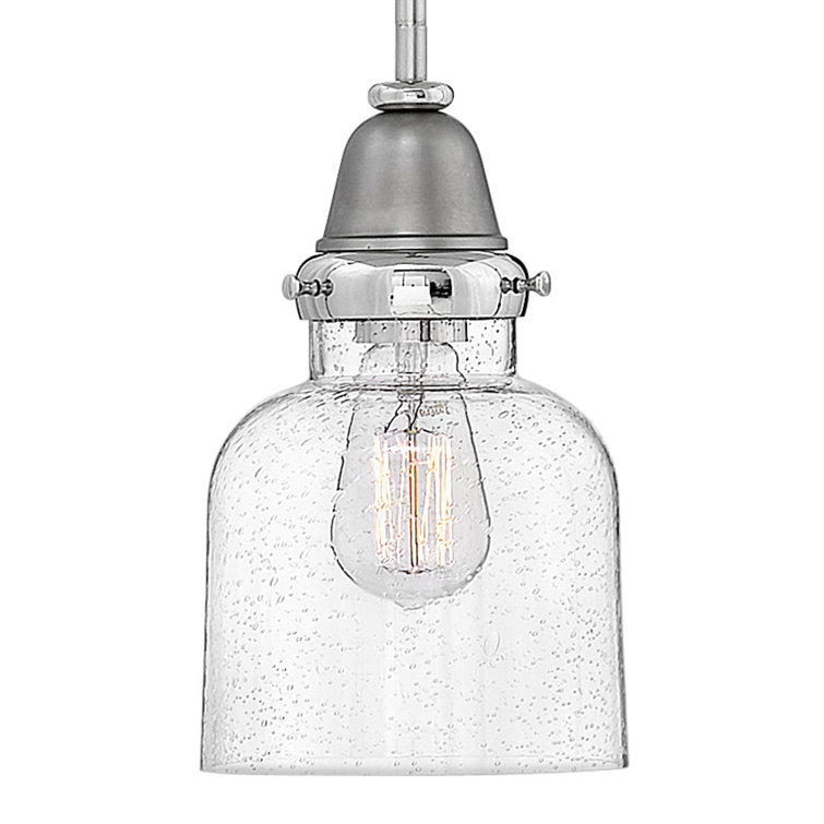 Mini English Nickel Glass Pendant Light with Clear Seedy Shade