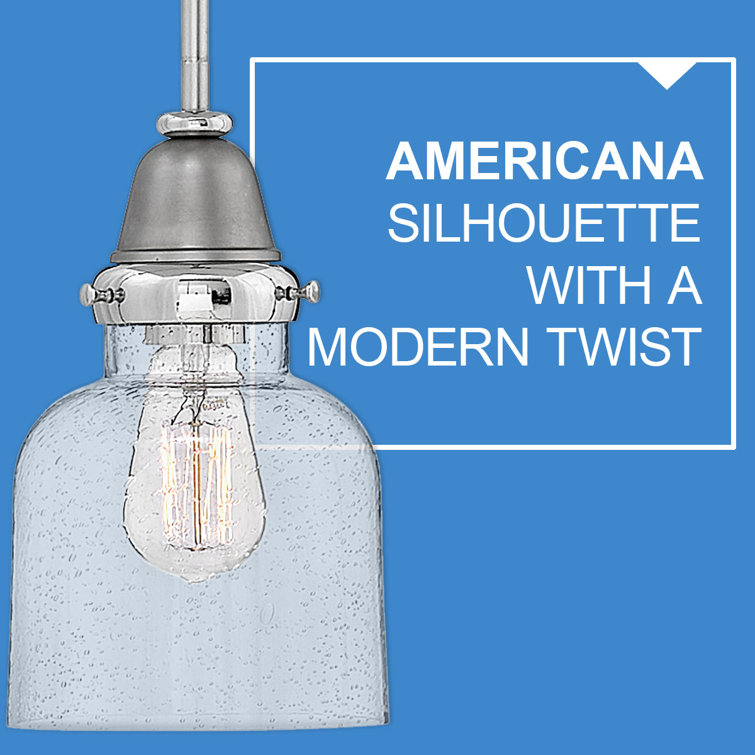 Mini English Nickel Glass Pendant Light with Clear Seedy Shade