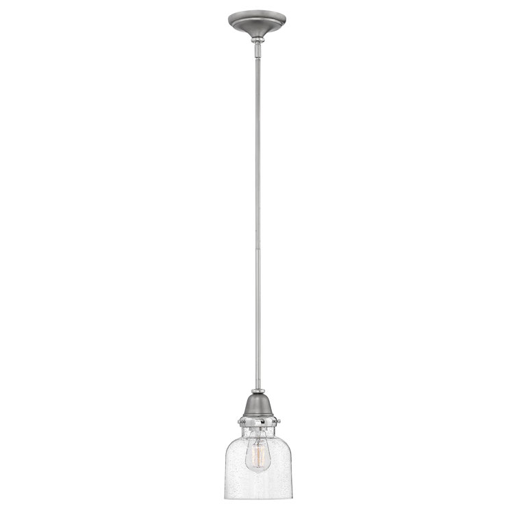 Mini English Nickel Glass Pendant Light with Clear Seedy Shade