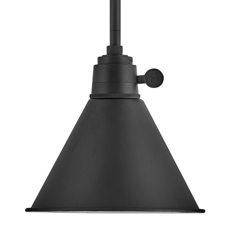 Black Glass LED Transitional Pendant Light, 7.75" Diameter