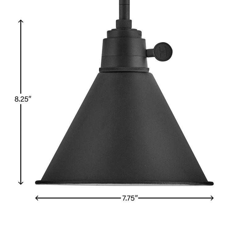 Black Glass LED Transitional Pendant Light, 7.75" Diameter
