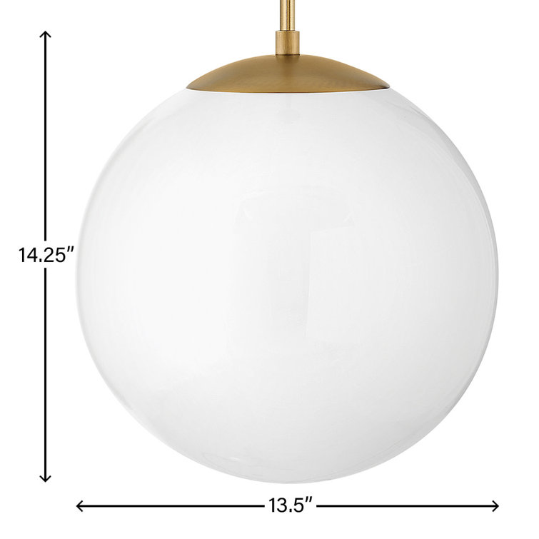 Heritage Brass and White Glass Globe Pendant Light - 14.25" H