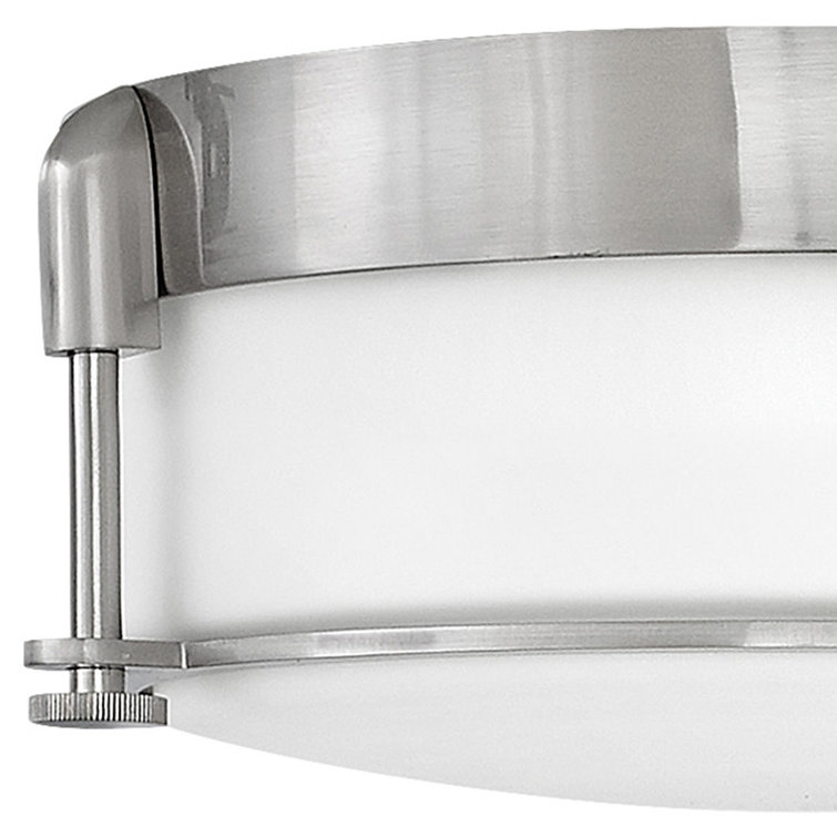 Transitional Brushed Nickel 2-Light LED Flush Mount with Etched Opal Glass