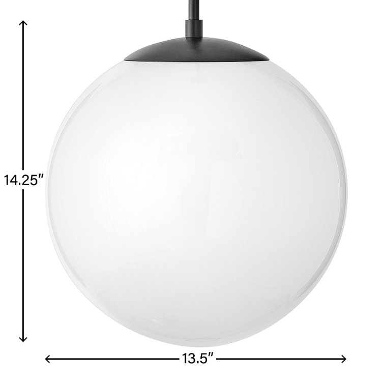Black Globe Pendant Light with Etched Opal Glass Shade