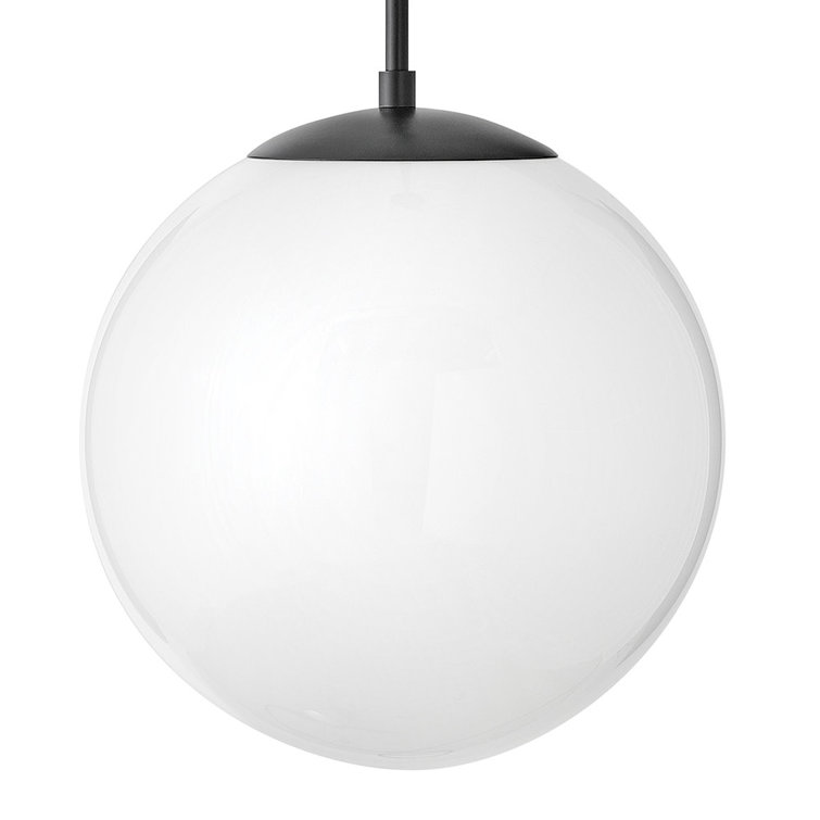 Black Globe Pendant Light with Etched Opal Glass Shade