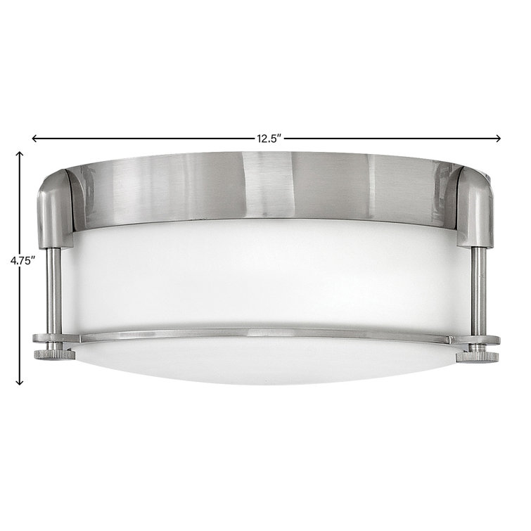 Transitional Brushed Nickel 2-Light LED Flush Mount with Etched Opal Glass