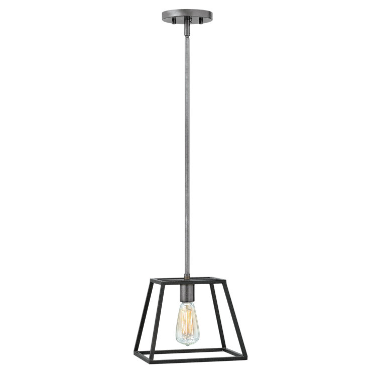 Aged Zinc Mini Pendant Light with Glass Shade