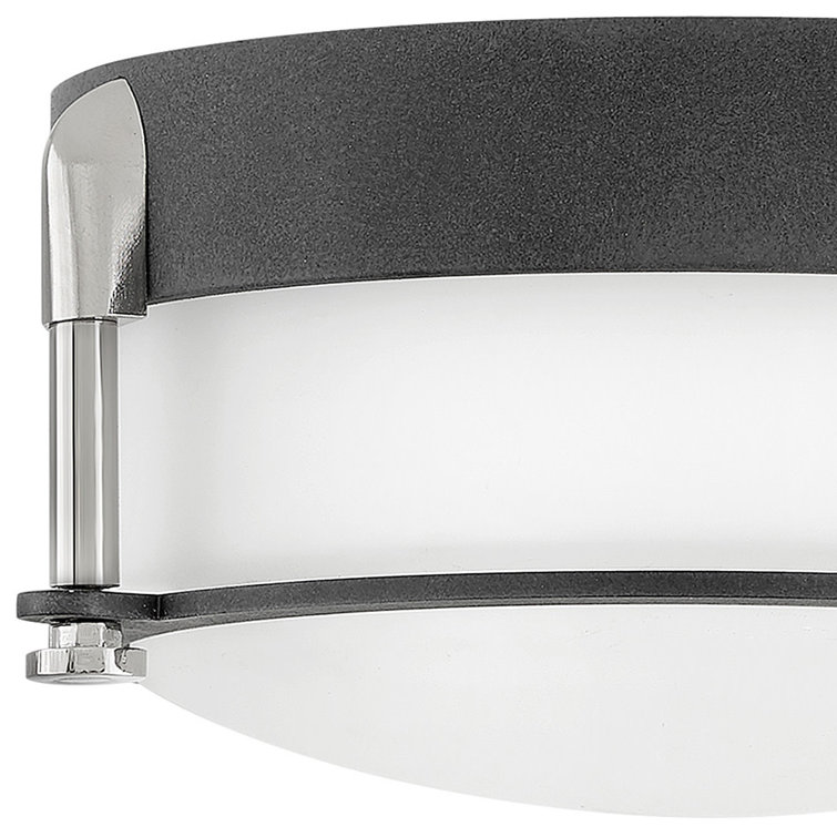 Aged Zinc Etched Opal Glass 16W LED Flush Mount Light