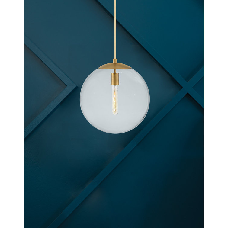 Heritage Brass Clear Globe Pendant with LED - 14" x 13.5"