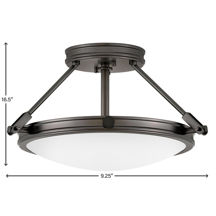Collier Mid-Century Matte Black 3-Light LED Semi-Flush Mount
