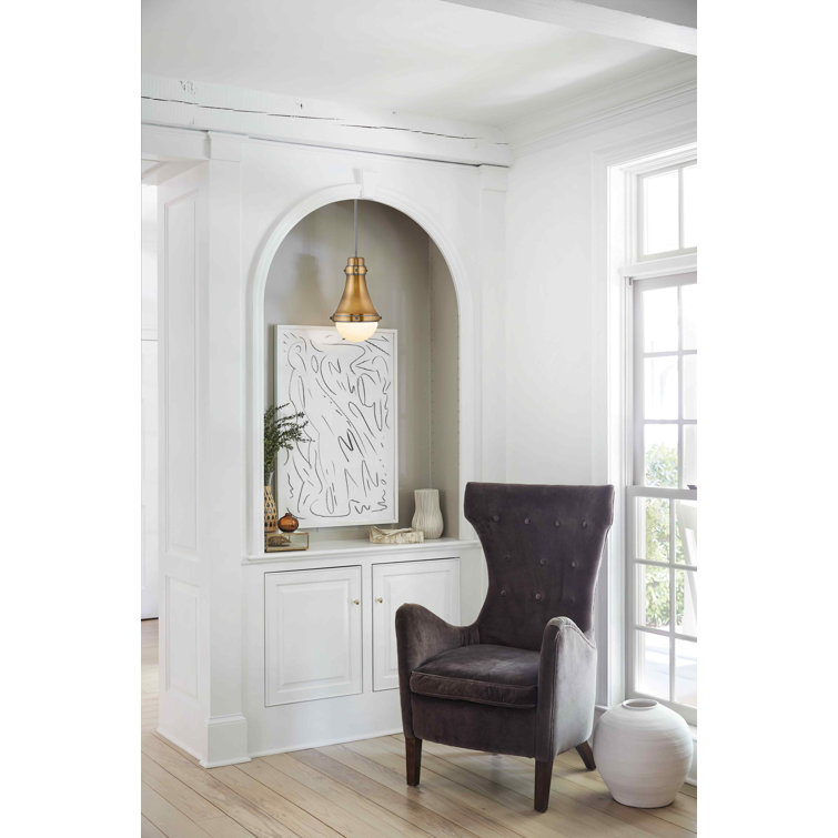 Oliver Heritage Brass 1-Light Pendant with Etched Opal Shade