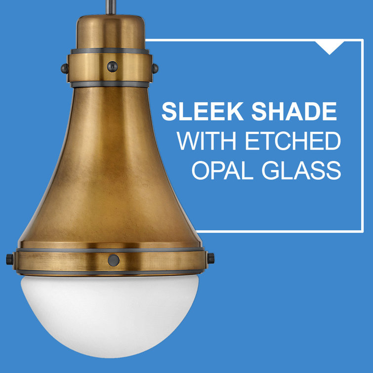 Oliver Heritage Brass 1-Light Pendant with Etched Opal Shade