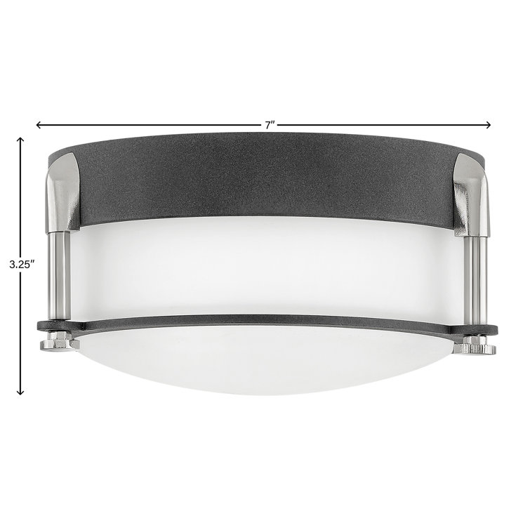 Aged Zinc Etched Opal Glass 16W LED Flush Mount Light