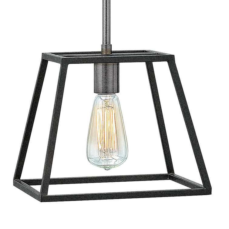 Aged Zinc Mini Pendant Light with Glass Shade