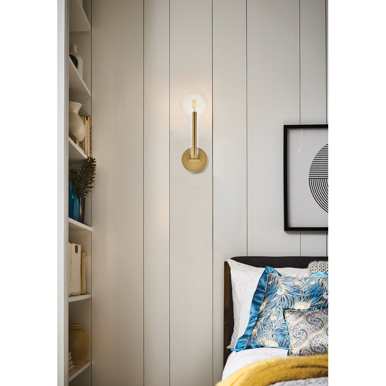 Alchemy Inspired Lacquered Brass & Clear Glass Dimmable Sconce