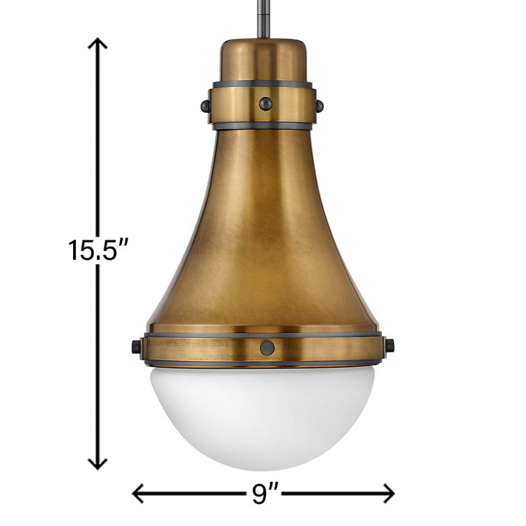 Oliver Heritage Brass 1-Light Pendant with Etched Opal Shade