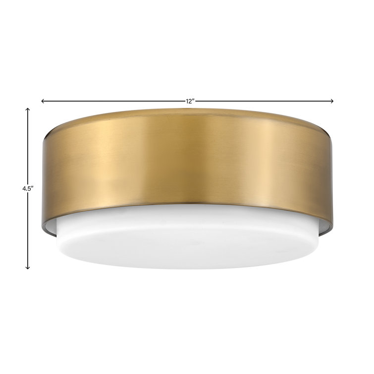 Cedric Lacquered Brass 12" Flush Mount with Etched Opal Glass