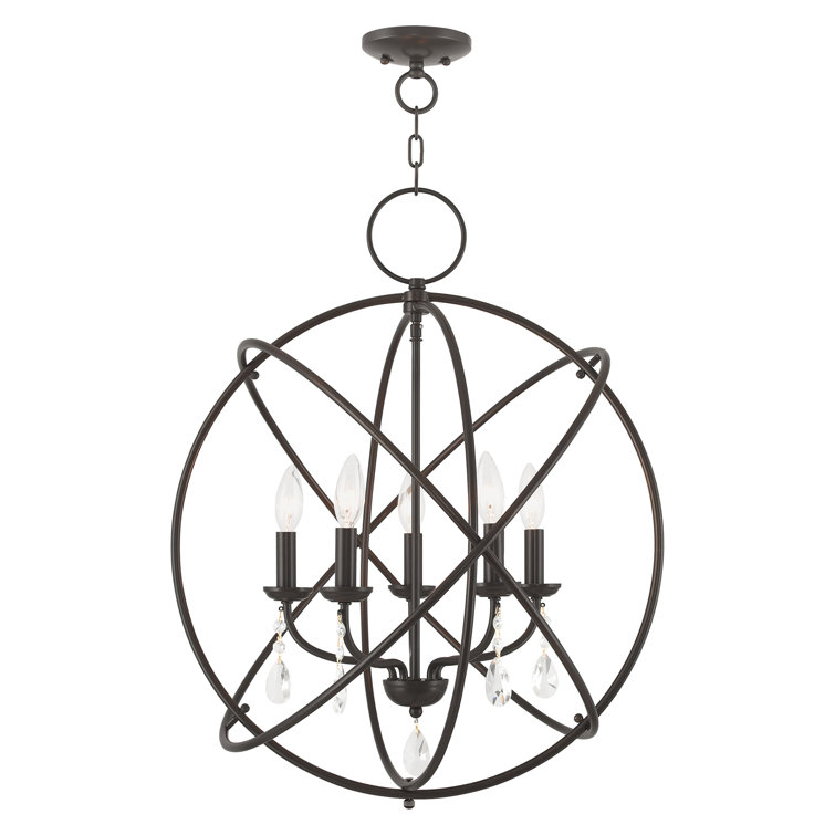 Aria English Bronze 5-Light Crystal Sphere Chandelier