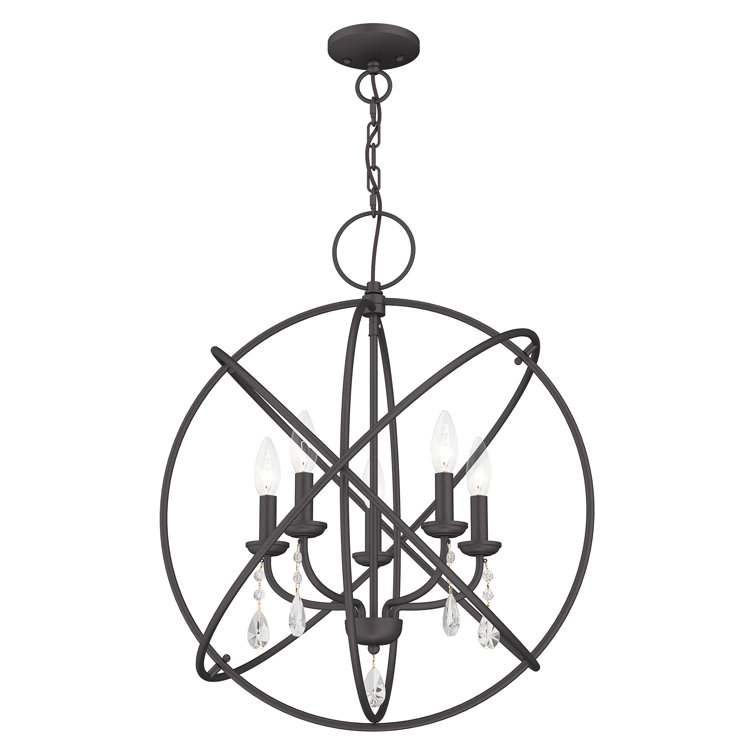 Aria English Bronze 5-Light Crystal Sphere Chandelier
