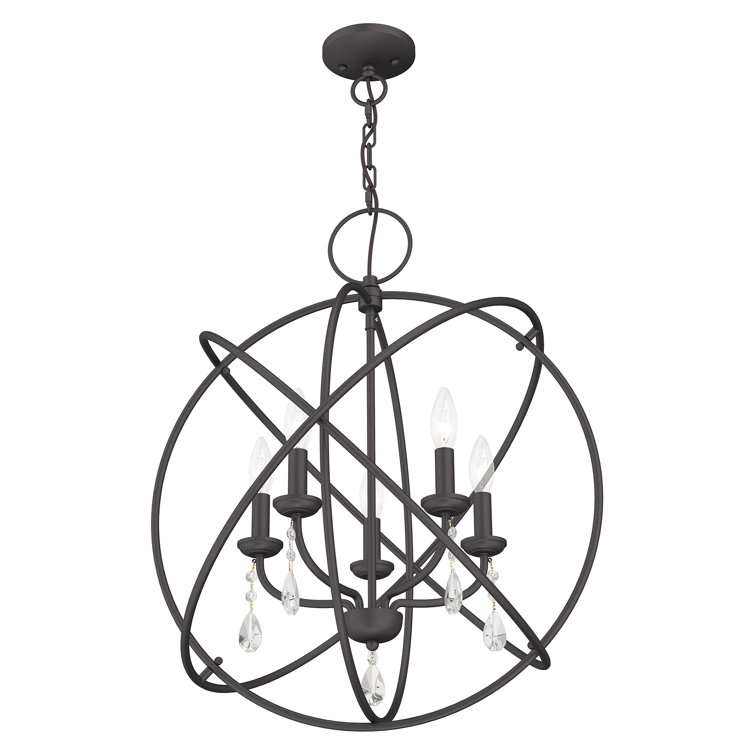 Aria English Bronze 5-Light Crystal Sphere Chandelier