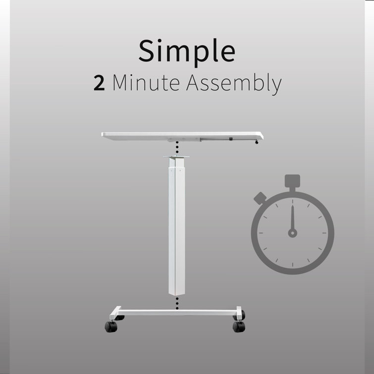 Adjustable White 28" Pneumatic Laptop Mobile Workstation