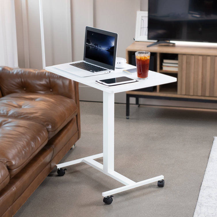 Adjustable White 28" Pneumatic Laptop Mobile Workstation