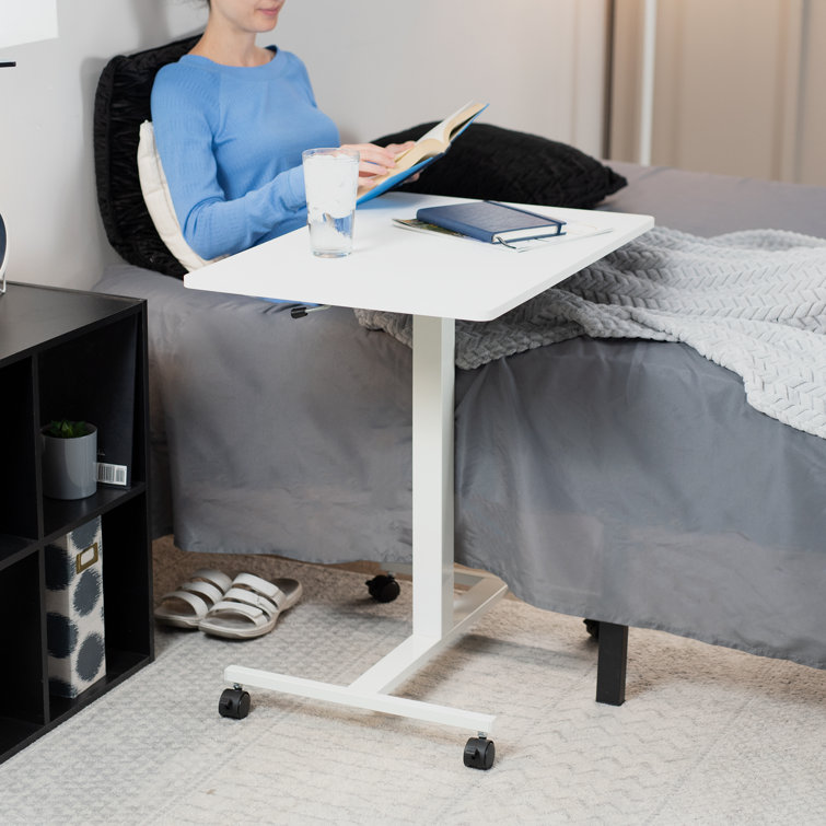 Adjustable White 28" Pneumatic Laptop Mobile Workstation