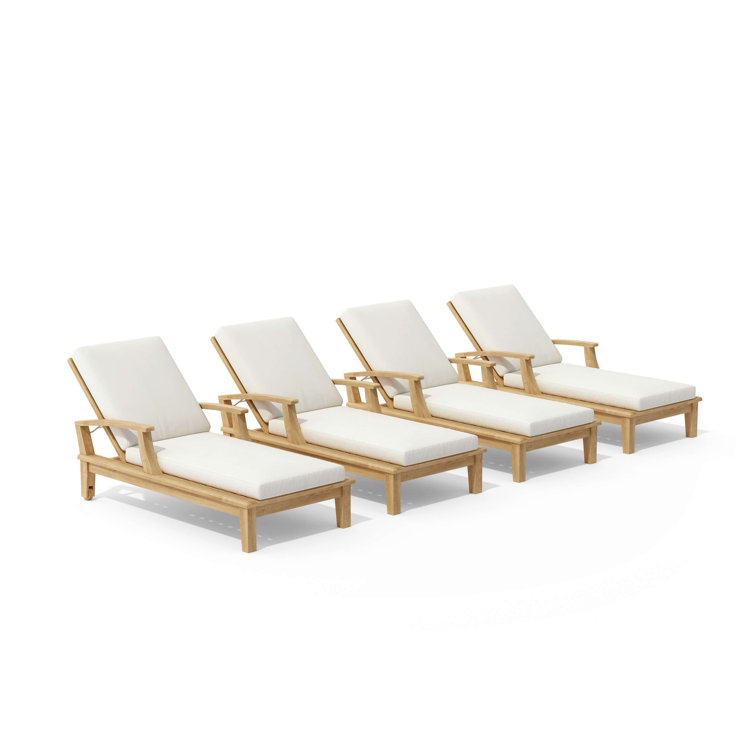 Brianna Outdoor Teak Chaise Lounge Set with Cushions
