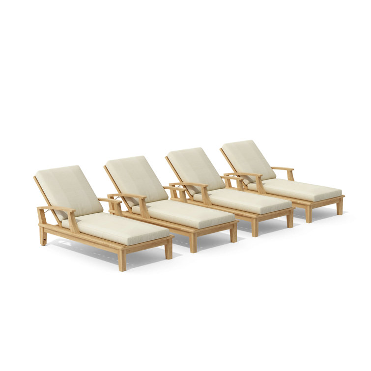Brianna Outdoor Teak Chaise Lounge Set with Cushions